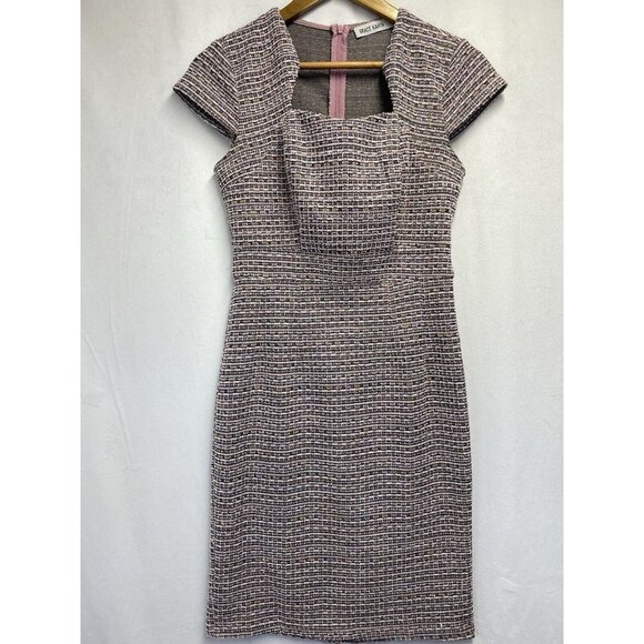 Grace Karin Dresses & Skirts - GRACE KARIN Cap Sleeve Queen Neck Tweed Body-con Pencil Dress Women Small Pink